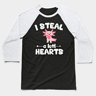 Axolotl Lover Funny Valentines Day Kawaii Anime Steal Hearts Baseball T-Shirt